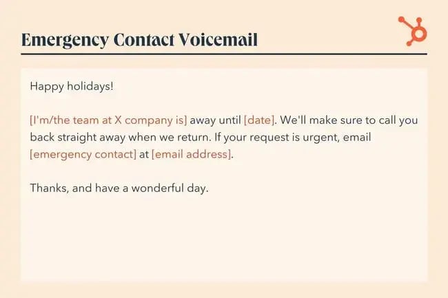 emergency contact voicemail message